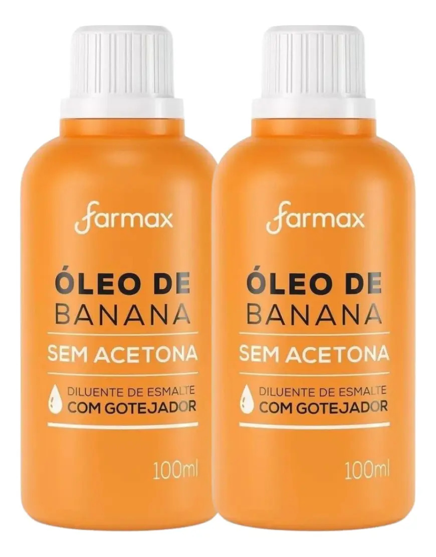 Kit 2 Óleo De Banana Farmax 100ml S/ Acetona C/ Gotejador