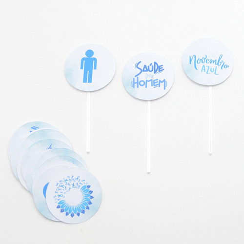 Kit 100 Topper Redondo Docinhos Novembro Azul