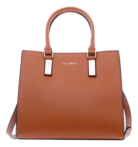Bolsa Satchel Olimba Elegante Para Dama Formal 88229 Marrón Lisa Oro