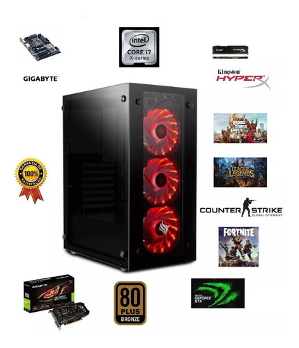 Pc Cpu Gamer I7 8gb Ssd240g + Hd 1tera Autocad Pubg Fortnite