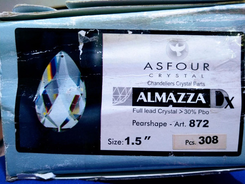 10 Cristais Asfour Gota Amêndoa 3,8 Cm Para Lustres