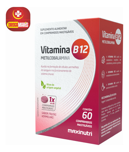 Vitamina B12 Metilcobalamina 60 Comp Mastigáveis Maxinutri