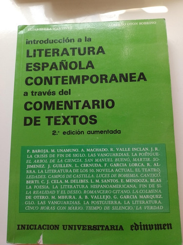 Libro Intro A La Literatura Española Contemporánea A Través 