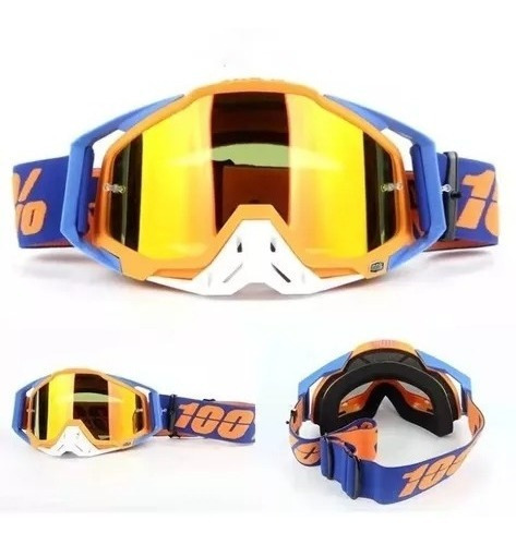 Oculos Motocross Downhill Ski Similar 100% Racecrafte Cor da armação Laranja Cor da lente Dourado