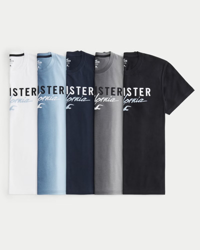 Pack 5 Remeras Hollister Originales Básicas 100 % Algodón