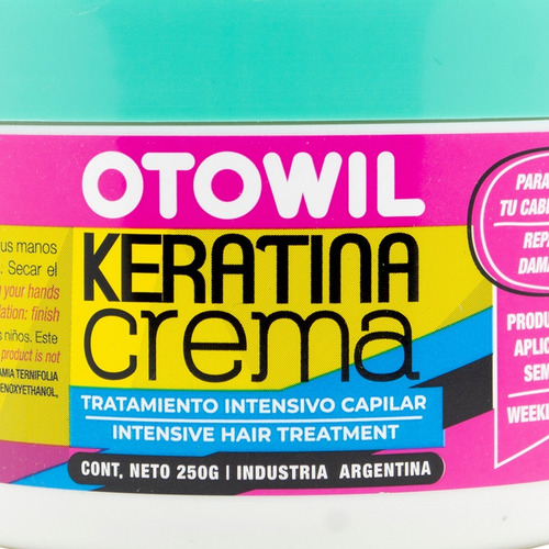 Imagen 2 de 5 de Otowil Keratina Crema Máscara Antifrizz Nutritiva X 250g