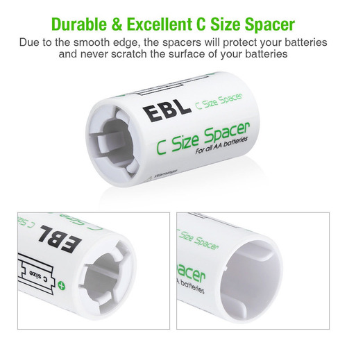 Ebl 4pcs Aa C Tamaño Batería Separadores Para Baterías Aa Re