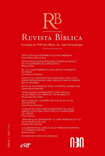 Revista Bíblica 2021/3-4 - Año 83, De Aa Vv