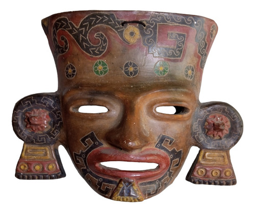 Máscara Tipo Prehispánica Barro Artesanía 