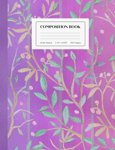 Libro: Wide Ruled Composition: Cute Notebook Aesthetic In Pu