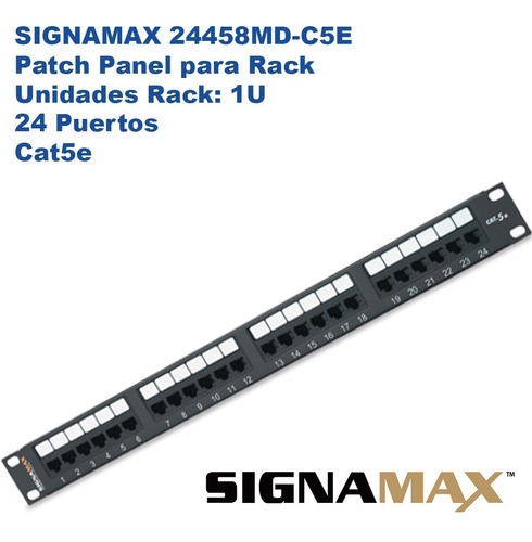 Signamax 24458md-c5e Patch Panel Cat5e Para Rack1u 24puertos