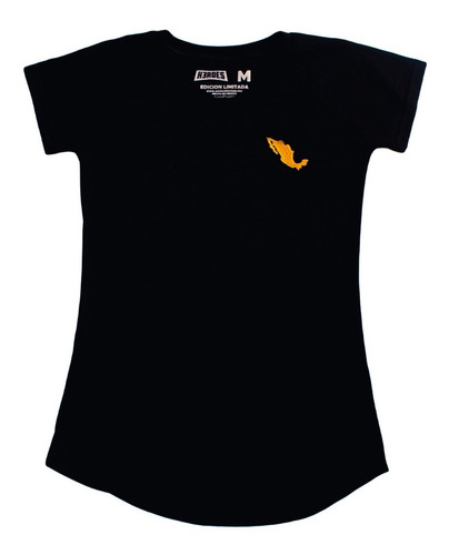 Imagen 1 de 4 de Playera Mapa De Mexico Negra Mujer Bordado Calidad Premium