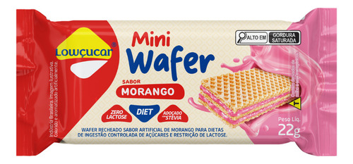 Mini Wafer Diet Lowçucar 22g Morango E Chocolate Kit Com 40
