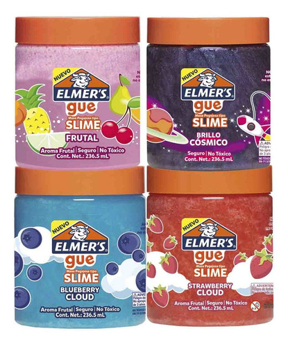 Set Slime 236 Ml 4 Pzs Con Aromas Juguete Niños Niñas Elmers