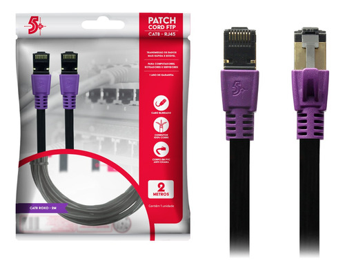 Cabo De Rede Cat8 Rj45 Ethernet Patch Cord 40gbps 2000mhz 2m