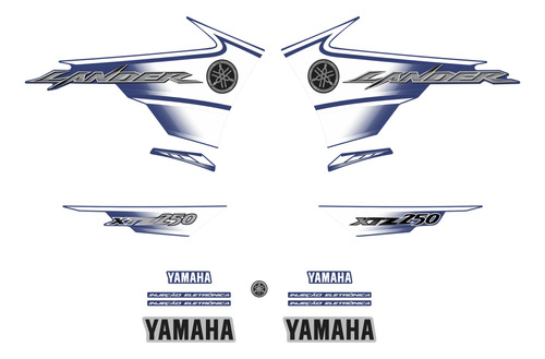 Kit Adesivos Yamaha Lander Xtz 250 2008 Azul Completo 