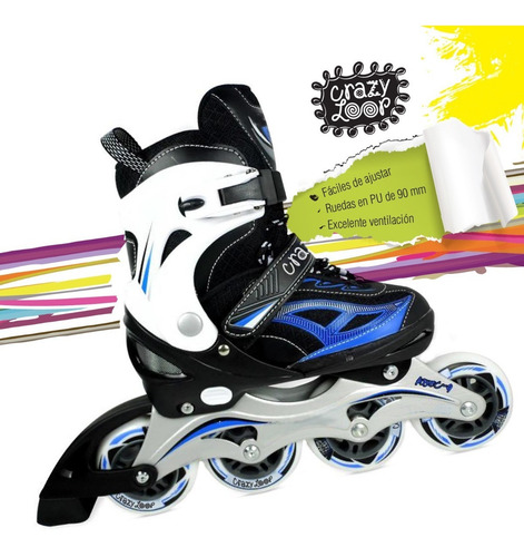 Imagen 4 de 10 de Roller Extensible Crazy Loop Aluminio Azul Y Blanco Talle L