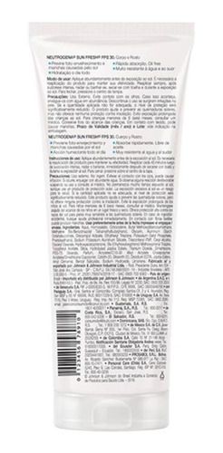 Protetor Solar Neutrogena Sun Fresh Fps 30 200ml Creme