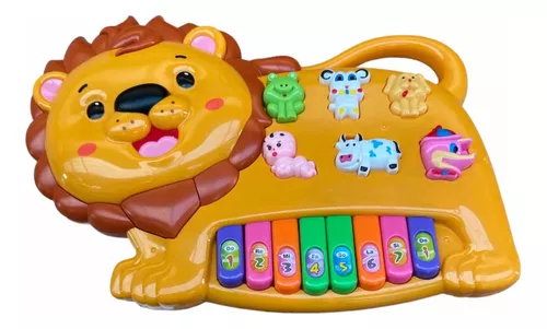  Adorable piano de león para bebé, 5 teclas de luz numeradas y  de colores diferentes, juguete musical para tocar y enseñar al bebé con 3  modos de juego, juguete interactivo para