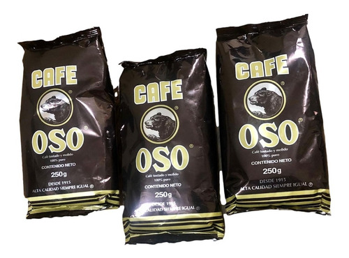 3pz Cafe Oso Tostado Y Molido 100% Puro   250gr C.u. 