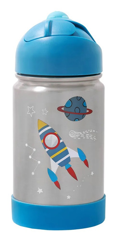 Garrafa Térmica Infantil Inox Escolar Flip 350ml 8h Premium Cor Azul