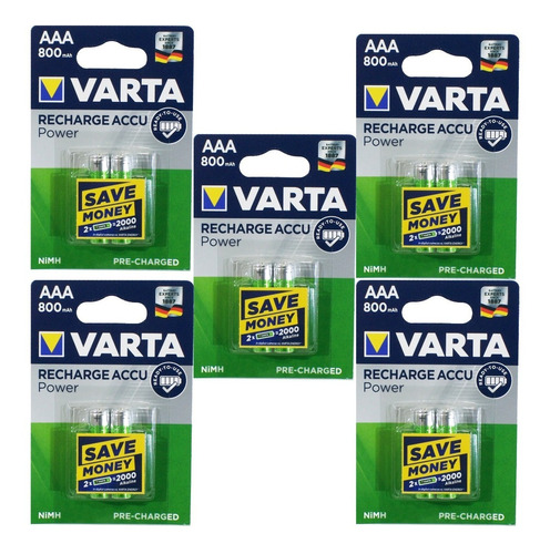 Pilas Recargables Varta Aaa 800mah 1.2v X 10 Ni-mh Precargad