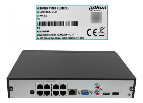 Dahua Nvr 8-ip 8-poe 12mp Hdmi Vga 2-usb 1xsata10tb Wizsense