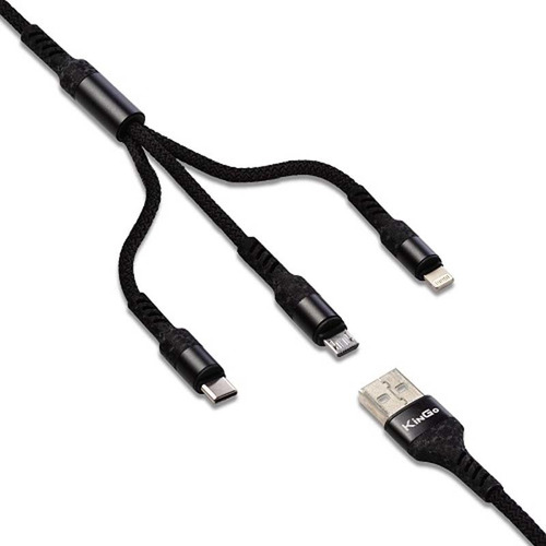 Cabo Usb Carregador 3 Em 1 3a 1.2m Kg-311 Kingo