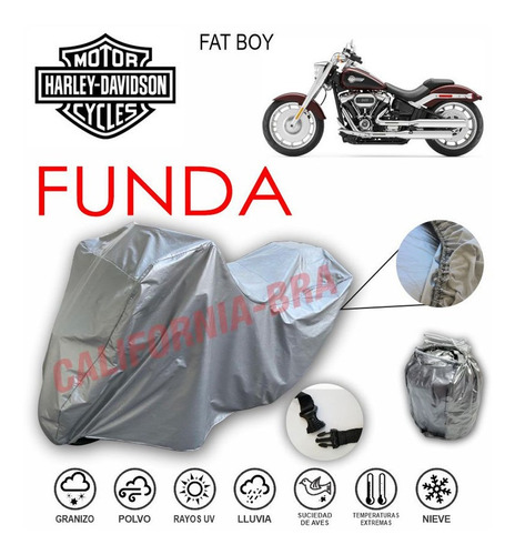 Funda Cubierta Lona Moto Cubre Harley Cruiser Fat Boy
