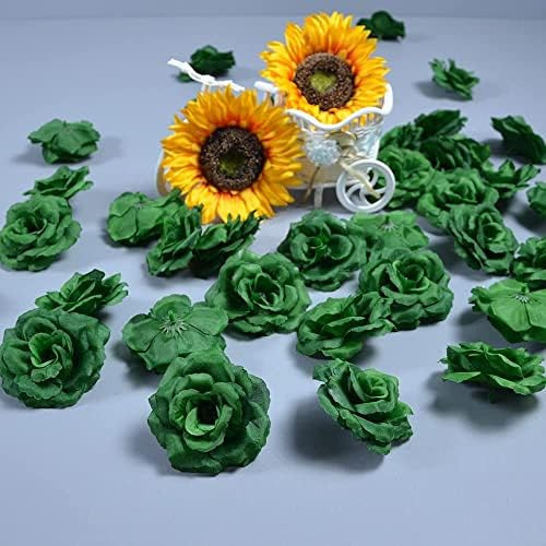Dh Eyb Flores De Cabeza De Rosa Con Tallo, 50 Flores Artific