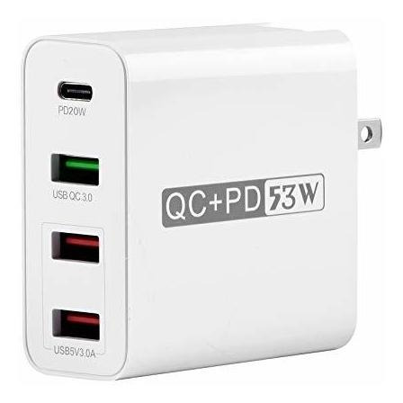 Estacion De Carga Usb De 4 Puertos De 53 W Color Blanco