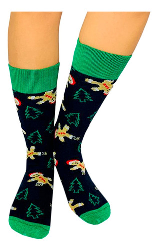 Calcetines Divertidos Navideños Diseño De Galletas Navideñas