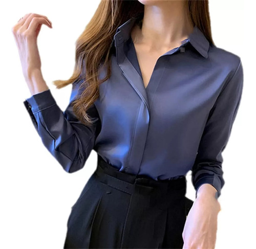 Blusa De Seda Para Mujer Blusa De Seda Satinada De Oficina