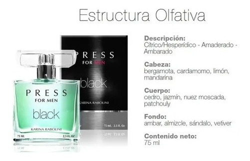 Imagen 2 de 5 de Perfume Karina Rabolini Men Black 75 Ml