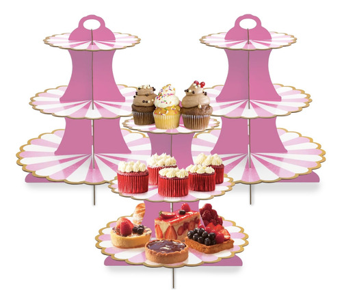 Soporte Para Cupcakes, Platos De Postre De 3 Niveles, Mini P