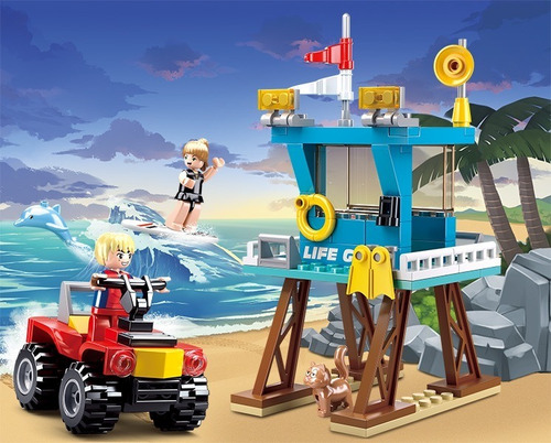 Imagen 6 de 8 de Sluban Town Torre Guardavidas Quad Playa Cuatriciclo 119pzs