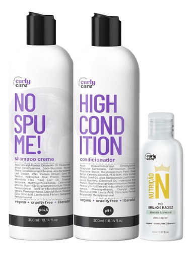 Kit Curly Care No Spume 2x300ml E Óleo Brilho E Maciez