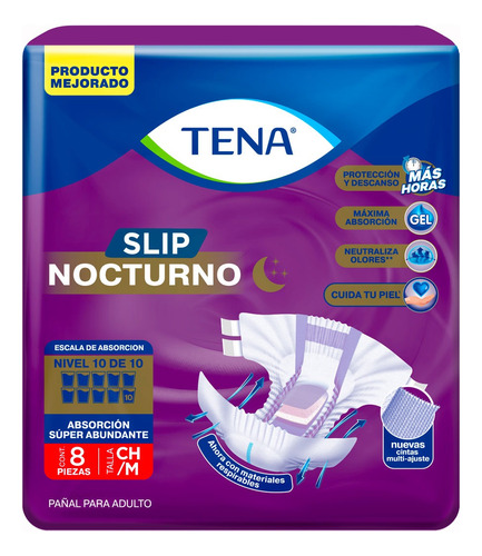 Pañales Para Adulto Tena Slip Nocturno Talla M X8 Piezas