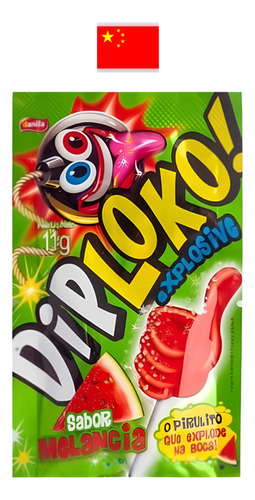 Pirulito Com Bala Explosiva Sab. Melancia 11g Dip Loko China