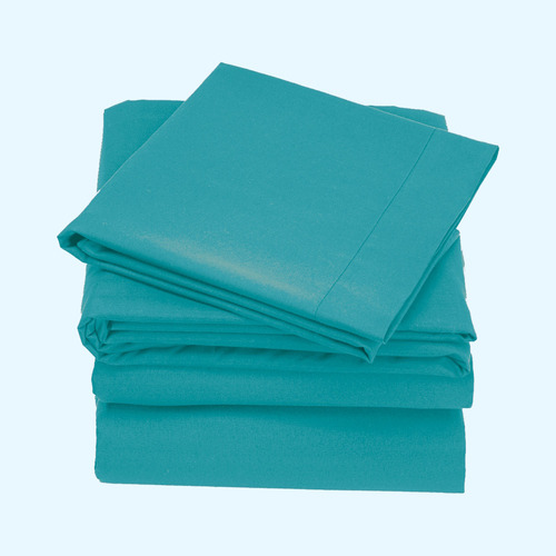 Juego Sábanas Suavitec Plus Poliéster King Size Concord Color Esmeralda Diseño De La Tela Liso