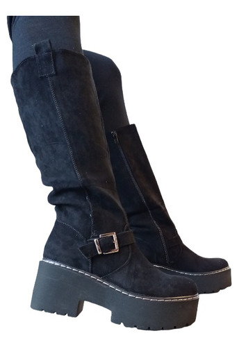 Bota Para Dama Con Plataforma Estilo Bucanera Con Hebilla