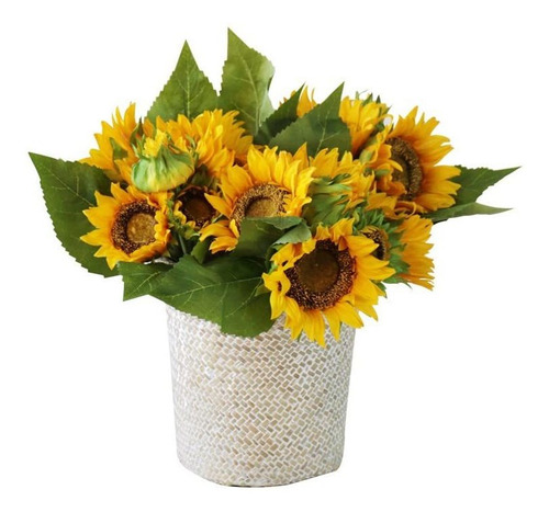 Auotily Seda Artificial 2 Racimo Girasol Falso Simulan Flor