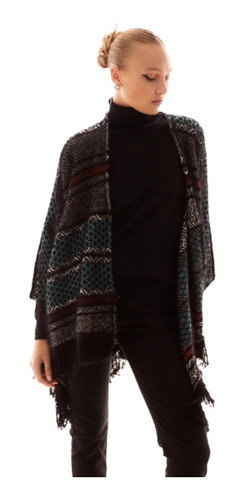 Poncho Saco Ruana Amplio Tejido Xxxl Pelo De Mono