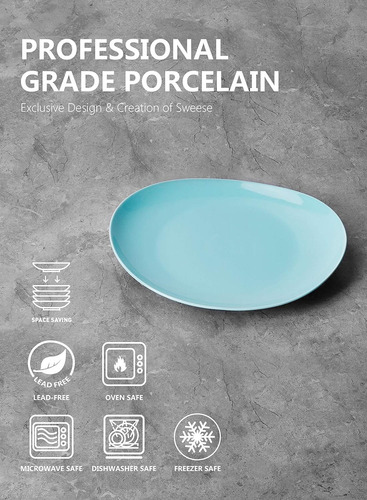 Platos Set Llano 28 Cm Cuadrada Curva 6 Pcs Porcelana