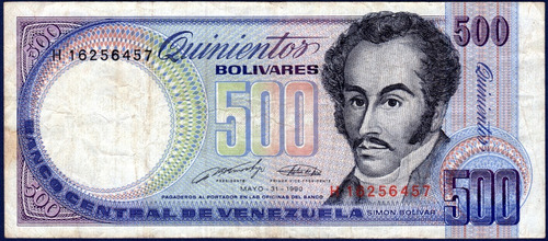 Billete De 500 Bolívares H8 Mayo 31 1990 Bolívar Orquídea