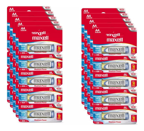 Pack 50 Pilas Alcalinas Maxell Tamaño Aa Caja 50 Unidades