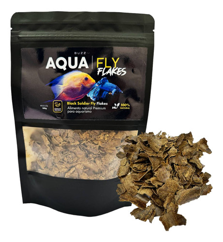 Comida Para Peixes Flocos 100g Proteica Aquafly Natural