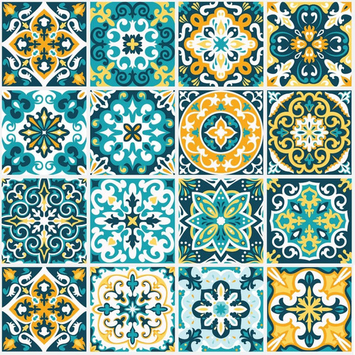 Adesivo De Azulejo Português Cozinha 15x15cm 18un Cor Rococo