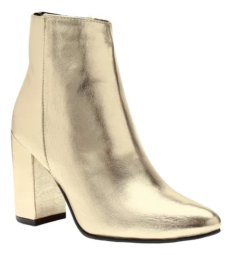 Botas Botines Dama Vestir Mujer Casuales Renata Oro Fareli