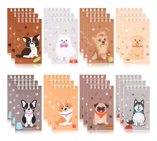 24 Mini Blocs Nota Para Perro Cuaderno Bolsillo Espiral Niño